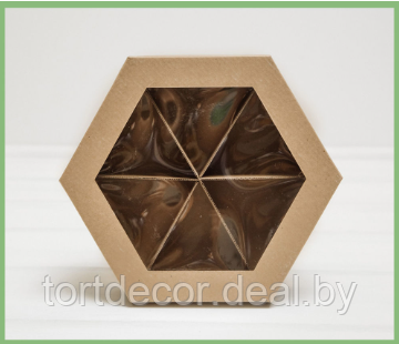 Коробка шестигранная Крафт 6 ячеек 15*17.5*5 см - фото 1 - id-p206629273