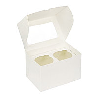 Коробка на 2 капкейка белая 15*10*10 см