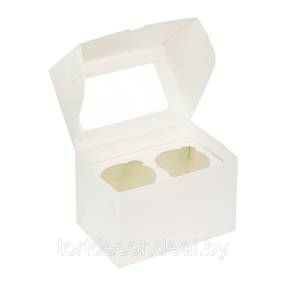 Коробка на 2 капкейка белая 15*10*10 см - фото 1 - id-p206629274