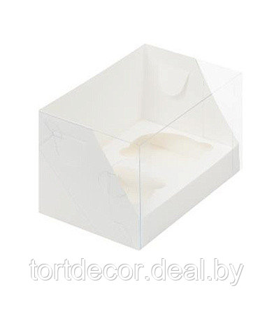 Коробка на 2 капкейка с пластиковой крышкой 16*10*10 см - фото 1 - id-p206629278