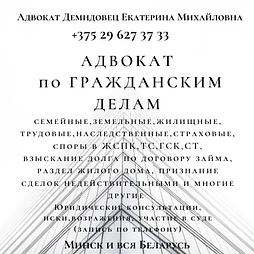 АДВОКАТ ДЕМИДОВЕЦ Е.М. по юридическим  вопросам. Опыт более 24 лет. ОТЗЫВЫ в интернете по ФИО.