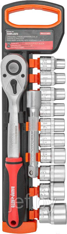 Набор инструментов головки с трещоткой и удлинителем набор 12 предметов 1/2" BAUMAUTO BM-012-5MSA - фото 1 - id-p206643354