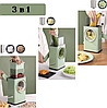 Многофункциональная овощерезка Vegetable Сutter / Механический слайсер с тремя насадками, фото 4