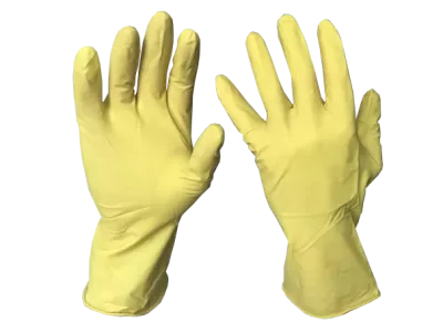 Перчатки хозяйственные латексные "Для деликатной уборки" с х/б напылением, желтые, 2 шт/уп., Komfi - фото 1 - id-p205889040