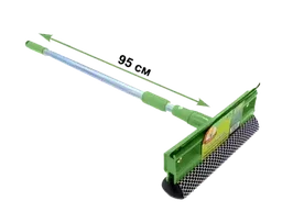 Щетка для мытья окон 25см с телескопической ручкой 95см Умничка, зеленая (24)