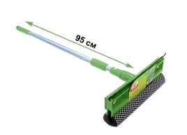 Щетка для мытья окон 25см с телескопической ручкой 95см Умничка, зеленая (24)