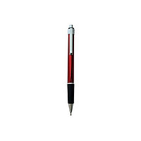 Ручка шариковая, пл. красный корпус, мет. отделка, резиновая вставка