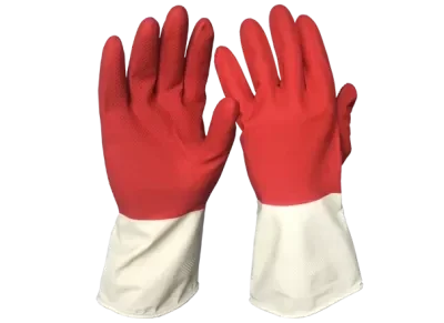 Перчатки хозяйственные латексные СВЕРХПРОЧНЫЕ БИКОЛОР, белый + красный, Komfi (114), фото 2