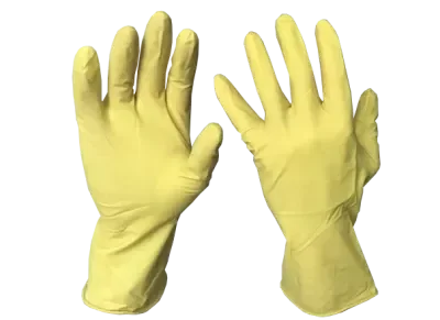 Перчатки хозяйственные латексные "Для деликатной уборки" с х/б напылением, желтые, 2 шт/уп., Komfi, фото 2