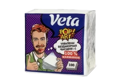 Салфетки бумажные неокрашенные "Veta Pop Art" по 100 шт в упаковке (24), фото 2