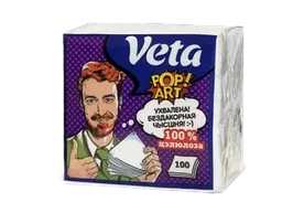 Салфетки бумажные неокрашенные "Veta Pop Art" по 100 шт в упаковке (24)