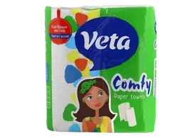 Полотенца бумажные в рулоне "VETA COMFY", двухслойные, на втулке, 2 рулона в упаковке (20)