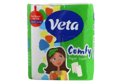 Полотенца бумажные в рулоне "VETA COMFY", двухслойные, на втулке, 2 рулона в упаковке (20) - фото 1 - id-p205889073