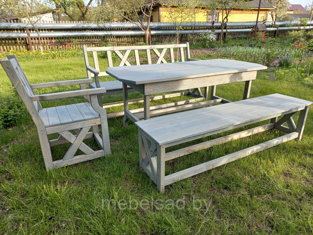 Набор садовый и банный из массива сосны "Прованс Премиум" 2 метра 4 предмета