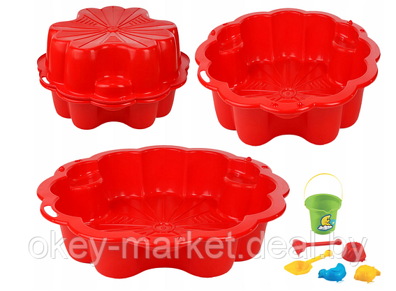 Детская песочница - бассейн с крышкой XXL 3Toysm , цвет красный, фото 3