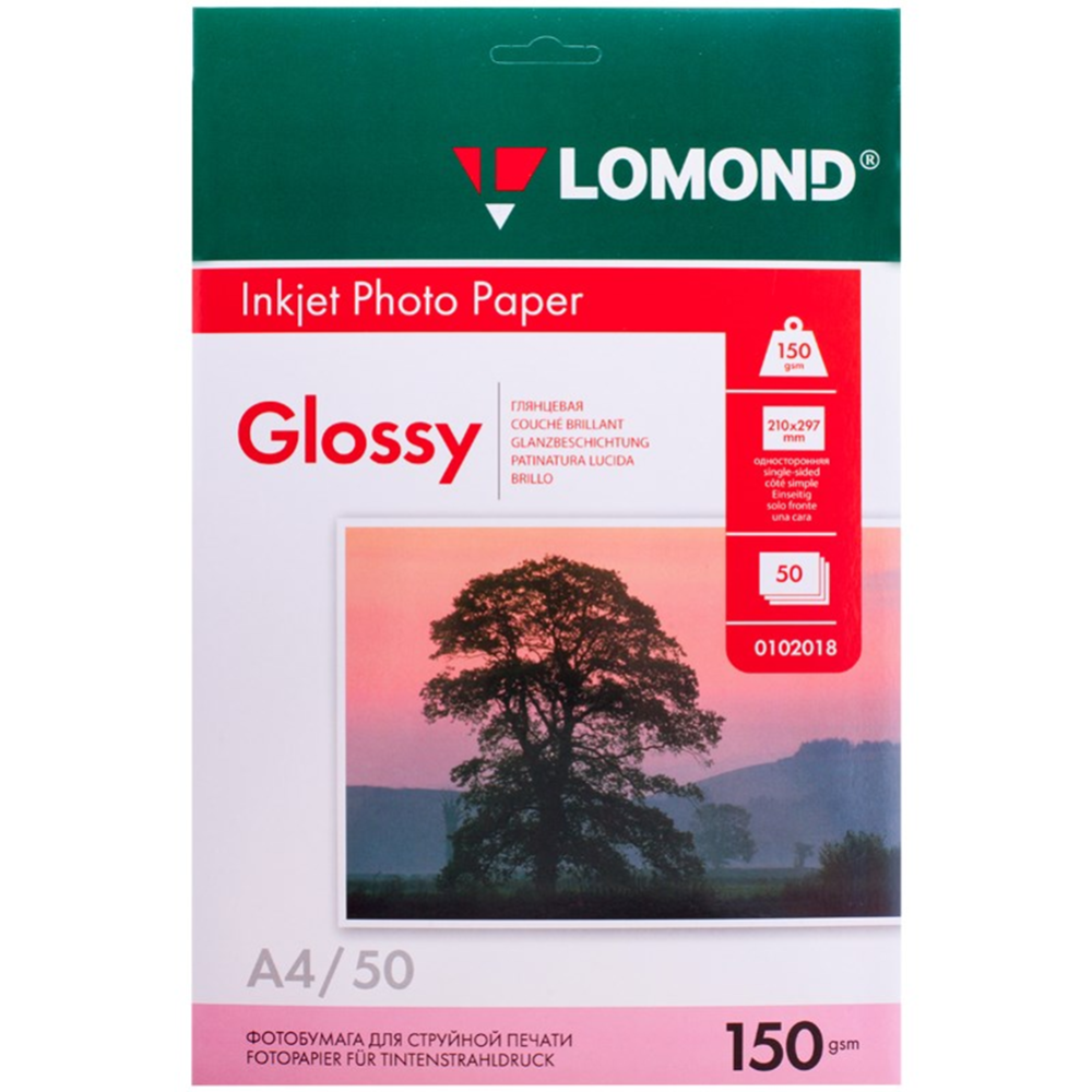 Фотобумага Lomond А4 150 г/м2 50 листов глянцевая для струйной фотопечати односторонняя