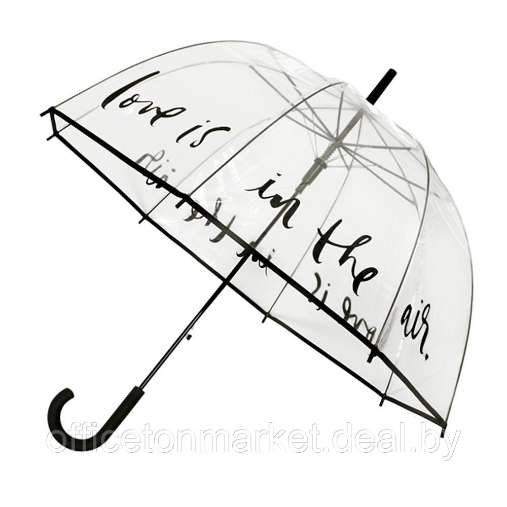 Зонт-трость "Любовь витает в воздухе", 85 см, прозрачный, черный - фото 1 - id-p206689104