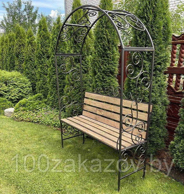 Арка садовая со скамьей  деревянной ЛК10