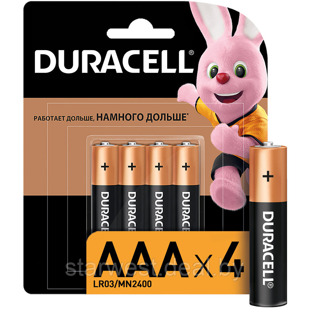 Duracell AAA Alkaline 4 шт. Батарейки пальчиковые щелочные - фото 1 - id-p206703299