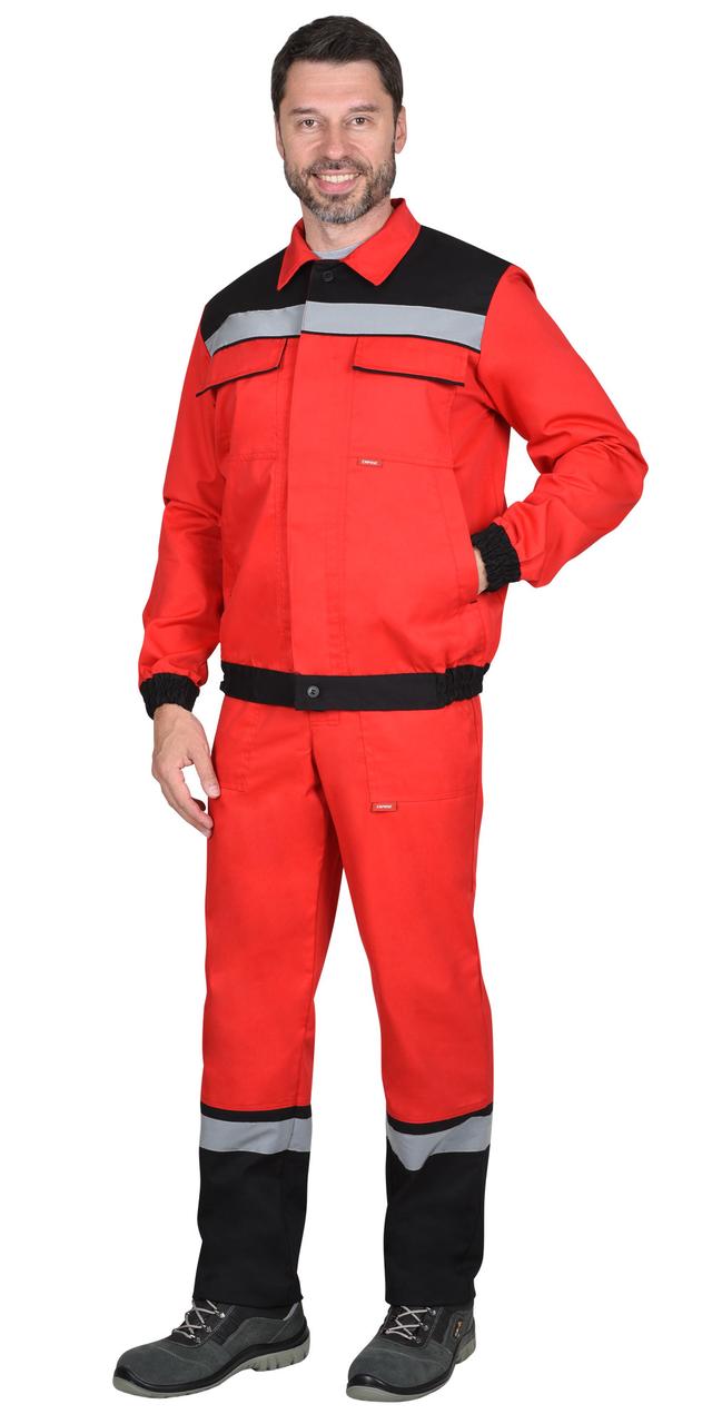 Костюм "СИРИУС-МАСТЕР" летний: куртка, полукомбинезон, красный с чёрной отделкой - фото 3 - id-p127417820