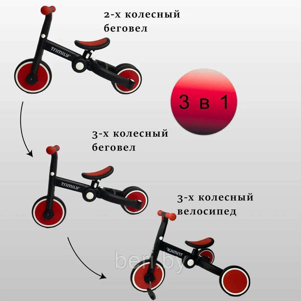 T801 Детский велосипед беговел 4 в 1, с родительской ручкой TRIMILY - фото 4 - id-p167375690