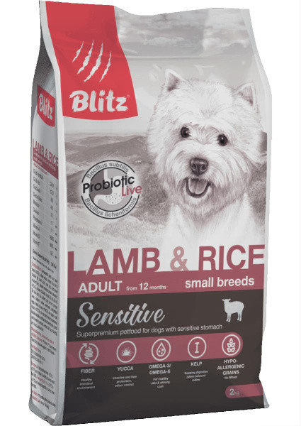 Сухой корм для собак Blitz Sensitive Adult Dog Small Breeds (ягненок, рис) 0.5 кг - фото 1 - id-p206734522