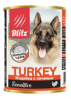 Паштет для собак Blitz Sensitive Dog Pate (индейка, печень) 400 гр