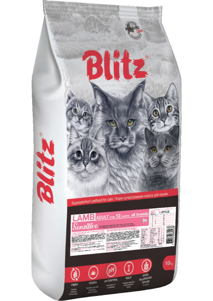 Сухой корм для кошек Blitz Sensitive Adult Cats All Breeds (ягненок) 10 кг - фото 1 - id-p206734540