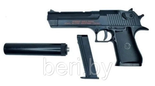 C.20+ Пистолет детский пневматический металлический с глушителем Airsoft Gun - фото 5 - id-p206748855