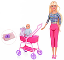 Беременная кукла с малышом в коляске и аксессуарами Defa Lucy 8358, детский игровой набор для девочки, фото 3