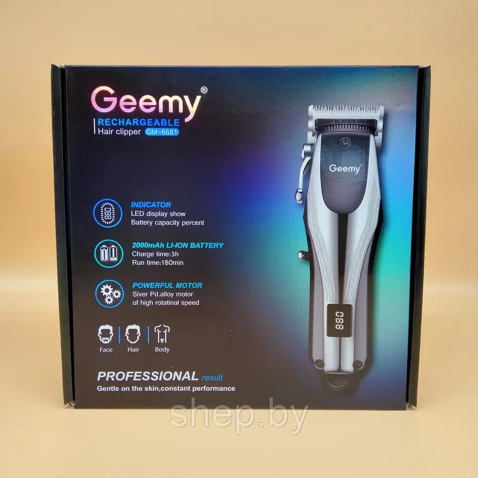 Машинка для стрижки волос Geemy GM-6681 + 4 насадки - фото 9 - id-p206758116