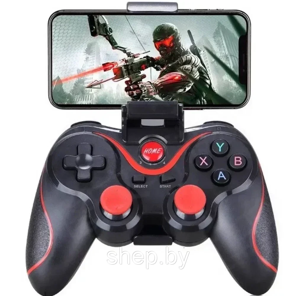 Беспроводной геймпад Wireless Controller x3 с держателем для телефона - фото 1 - id-p206758147