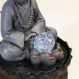 Фонтан настольный полистоун от сети свет "Маленький будда - медитация" 30х20х20 см, фото 5
