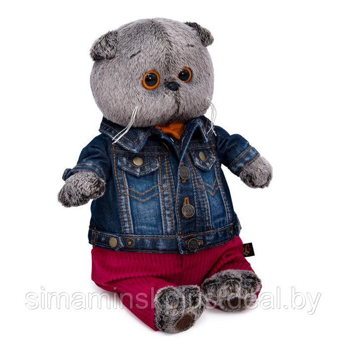 Мягкая игрушка «Басик в джинсовой куртке и малиновых штанах», 25 см - фото 5 - id-p206760659