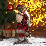 Дед Мороз "В мохнатой шубке с лыжами" 14х30 см, фото 4