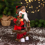 Дед Мороз "В меховом красном костюмчике, с мешком" двигается, 11х30 см, фото 2