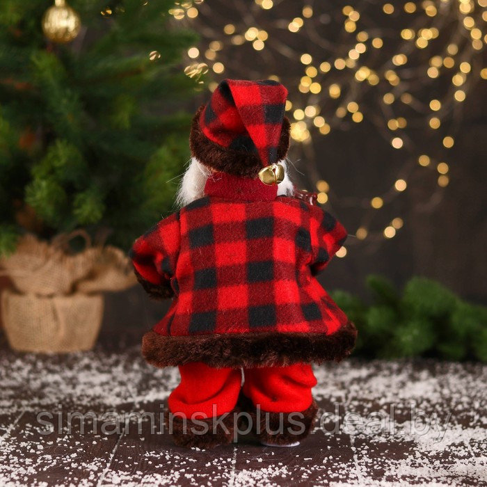 Дед Мороз "В полосатом свитере и с посохом" 27 см, двигается, красно-коричневый - фото 3 - id-p206760962