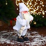 Дед Мороз "В белом полушубке с мешком" двигается, 29 см, фото 2