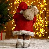 Дед Мороз "В красной шубке, с фонариком и мешочком" 30 см, фото 3