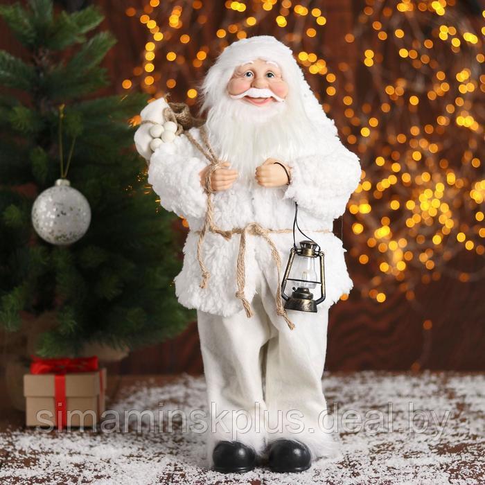 Дед Мороз "В белой шубке, с фонариком" 43 см - фото 1 - id-p206761027