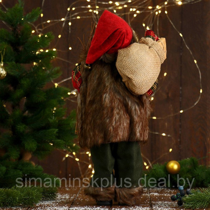 Дед Мороз "В пушистой жилетке, с веточками" 45 см - фото 3 - id-p206761029