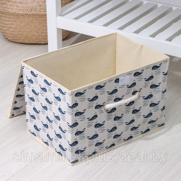 Короб стеллажный для хранения с крышкой «Киты», 37×26×24 см, цвет белый - фото 4 - id-p206761581