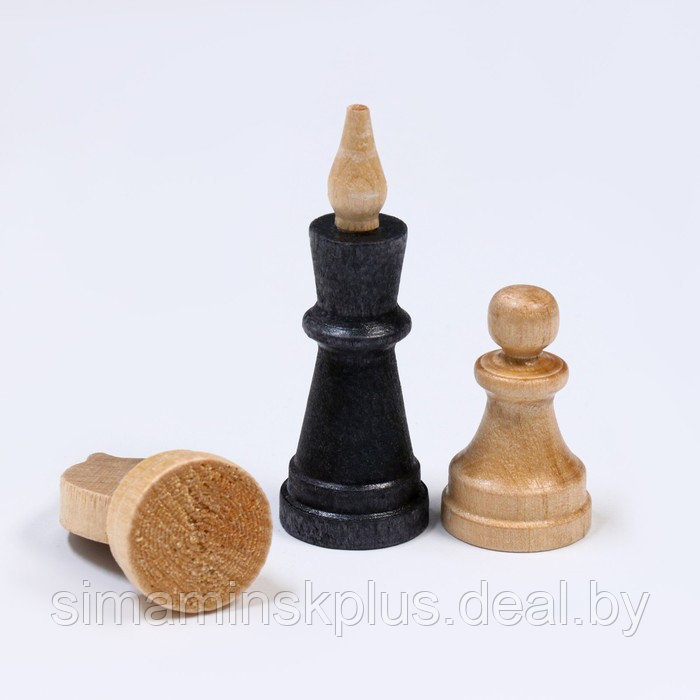 Настольная игра 3 в 1: шахматы, шашки, нарды, деревянные фигуры, доска 29.5 х 29.5 см - фото 5 - id-p206760818