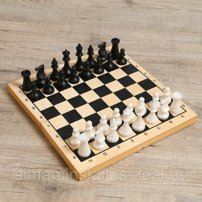 Настольная игра 2в1 "Лучший": шахматы, шашки (король h=7.2 см, пешка h=4 см), поле 29х29 см - фото 1 - id-p206760819