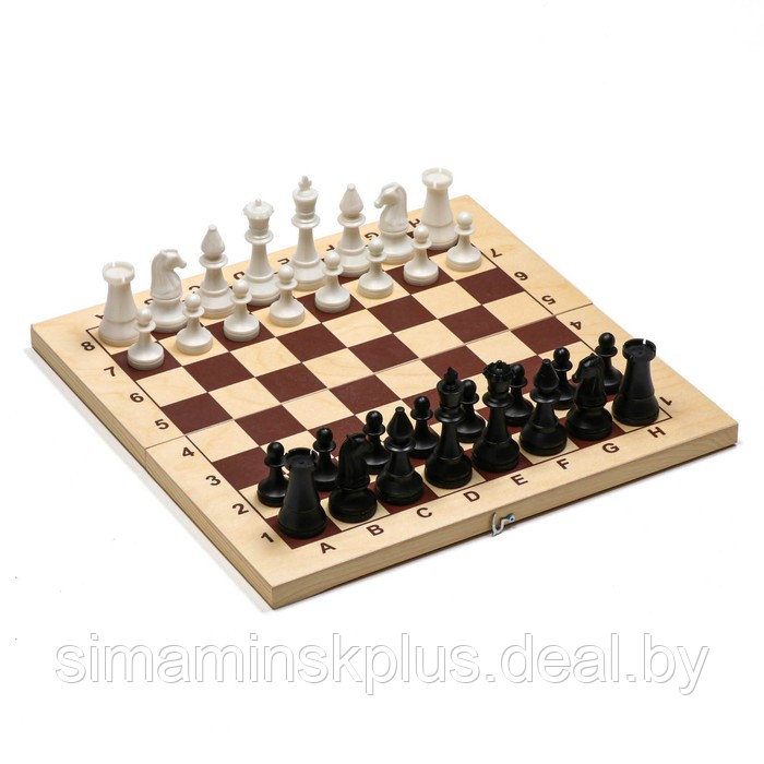 Шахматы турнирные, доска дерево 43 х 43 см, фигуры пластик, король h-10.5 см