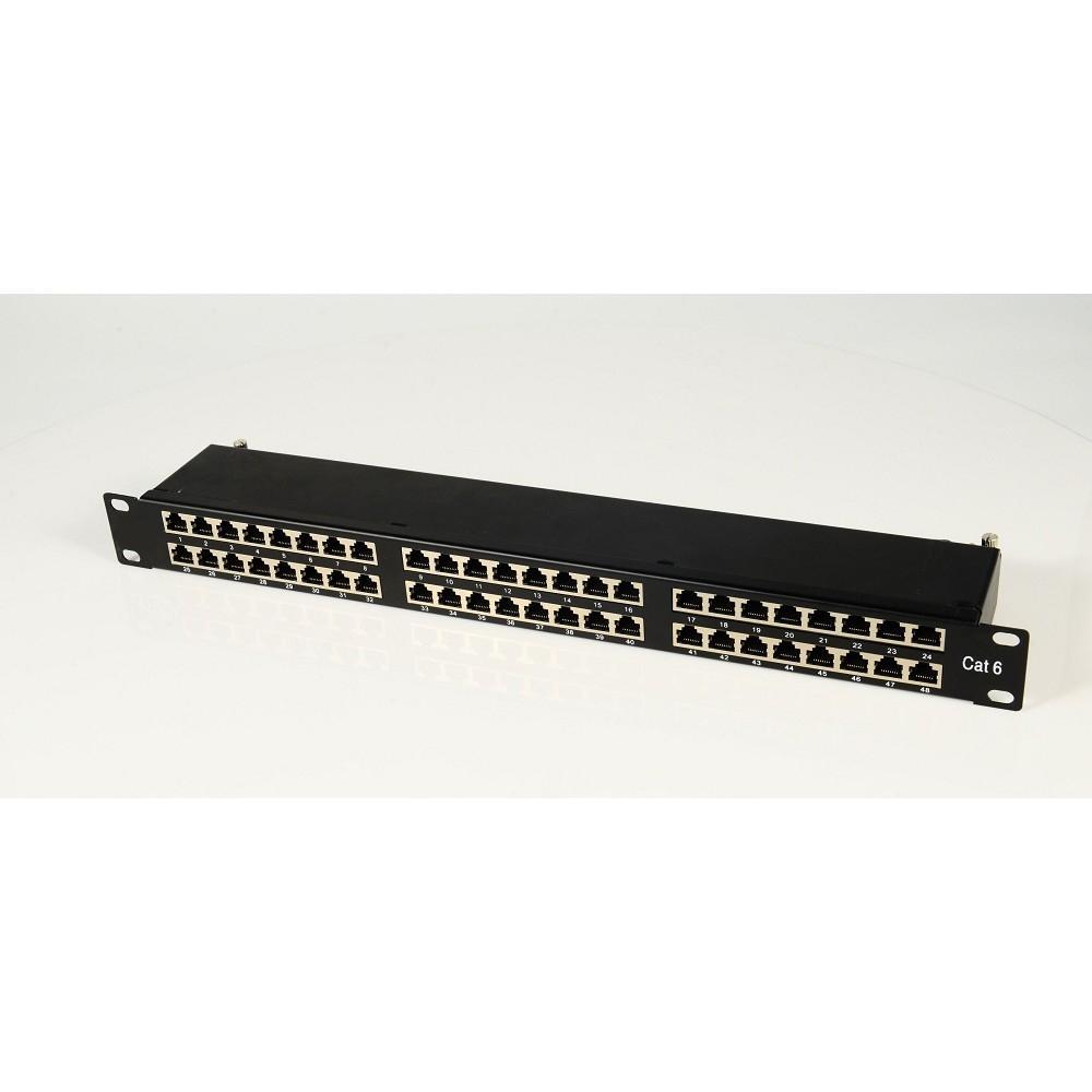 Патч-панель 19" NEOMAX [NM-PP-1U48P-SC6-D-107-BK] 1U, 48 портов, кат.6, STP, Dual IDC, цвет черный - фото 1 - id-p206781471