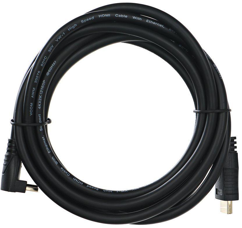 Кабель HDMI HDMI-угловой коннектор 90град 3м, 2.0V VCOM CG523-3M - фото 1 - id-p206780229