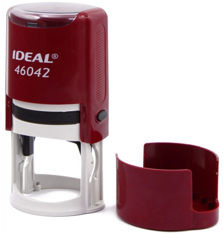 Автоматическая оснастка Ideal 46042 (в боксе, для круглых печатей) для клише печати ø42 мм, корпус бордовый - фото 1 - id-p206788988