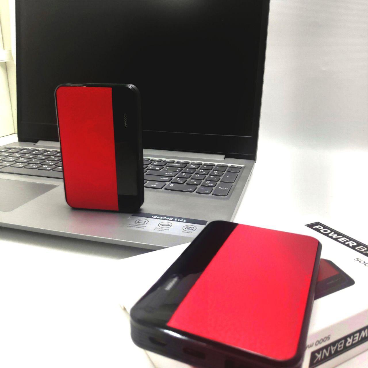 Портативное зарядное устройство Power Bank 5000 mAh , Красный с экокожей - фото 10 - id-p206798465