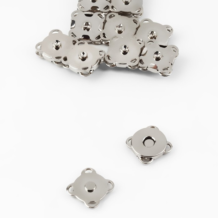 Кнопки магнитные пришивные, d = 10 мм, цвет серебряный/никель